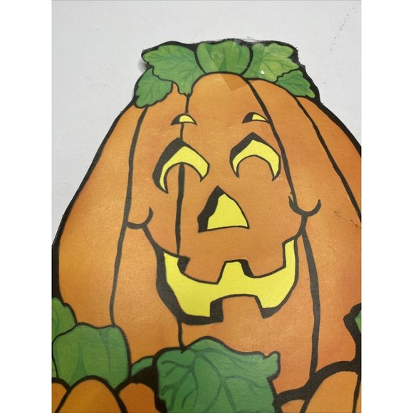 Vintage Halloween Decorations Cardstock Decor Pumpkin Two Sided Velvet - Picture 4 of 7